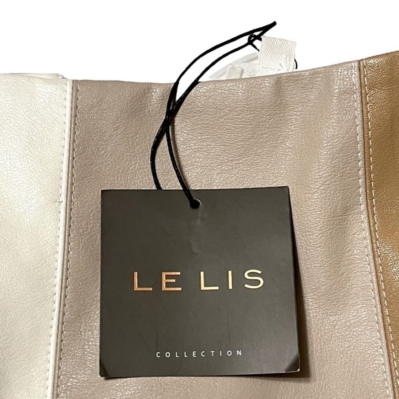 NWT Le Lis Collection Vegan Leather Striped Neutral Women’s Skirt Size Large - Picture 11 of 13